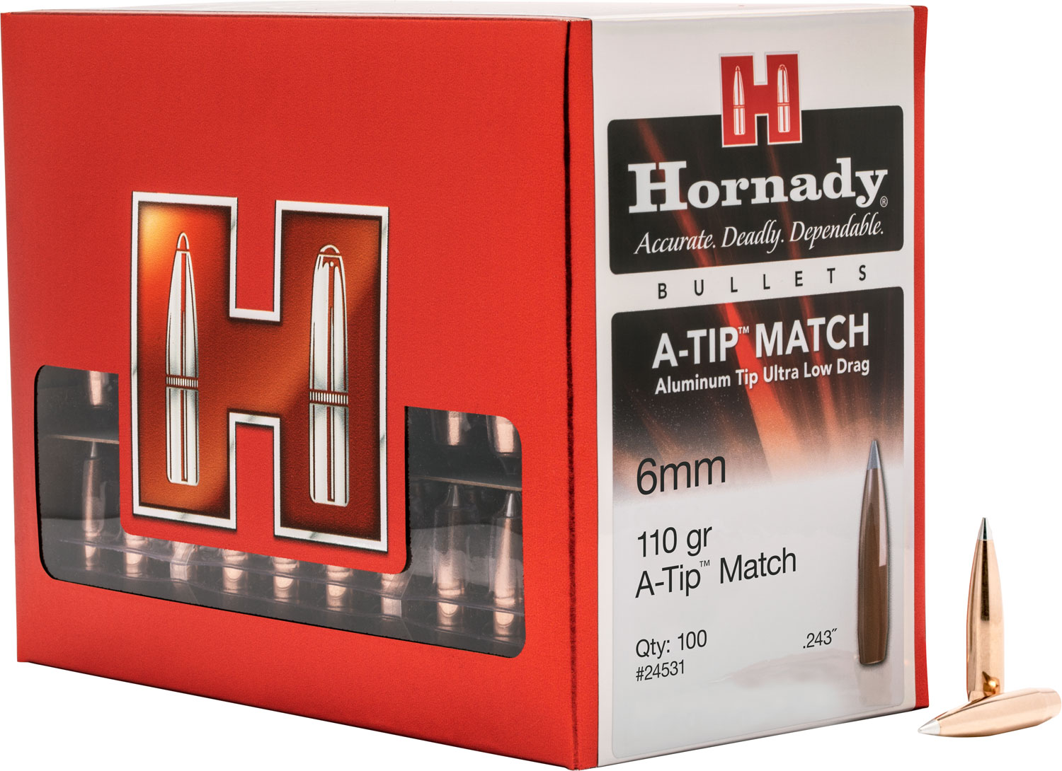 Hornady 6mm .243 A-Tip Match Bullets - 110 Grains