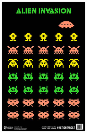 Action Target GSALIENIN100 Black Light Aliens Paper Target - 100 Pack