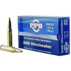 PPU .308 Win 165gr PSP BT Rifle Ammunition - 20rd Box