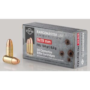 PPU Rangemaster 9mm Luger 124gr FMJ Ammunition - 50ct