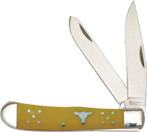 ABKT Cattlemans Cutlery 3.25" Yellow Handle Trapper Knife