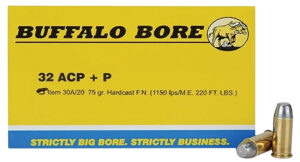 Buffalo Bore 32ACP +P Personal Defense Ammo - 75gr Hard Cast