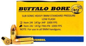 Buffalo Bore 9mm Luger Subsonic 147gr FMJ Flat Nose Ammo