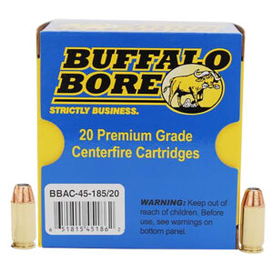Buffalo Bore 45ACP +P Personal Defense Ammo - 185gr JHP