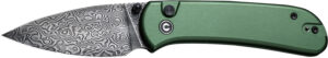 CIVIVI Qubit Green 2.98 DPT Damascus Pocket Knife