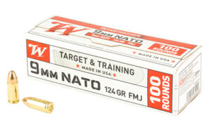 Winchester USA 9MM NATO 124GR FMJ Ammunition - 100 Rounds