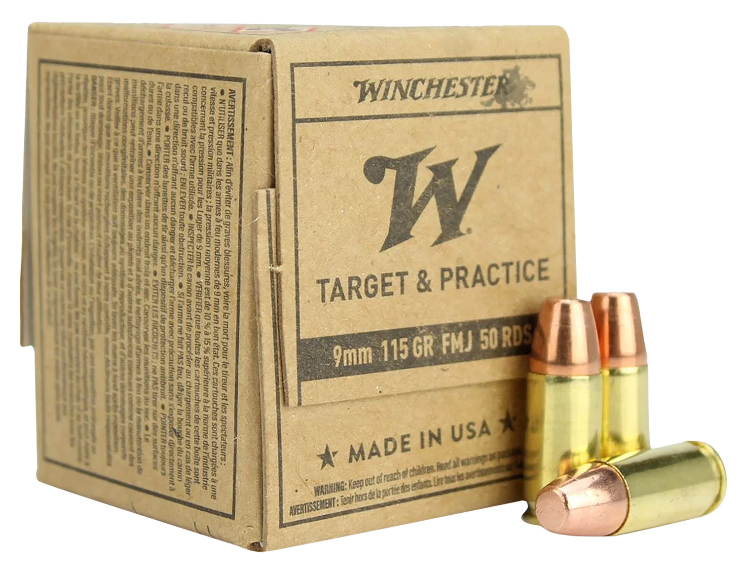 Winchester Ammo SG9W50 9mm Luger 115gr FMJ - 50 Rounds
