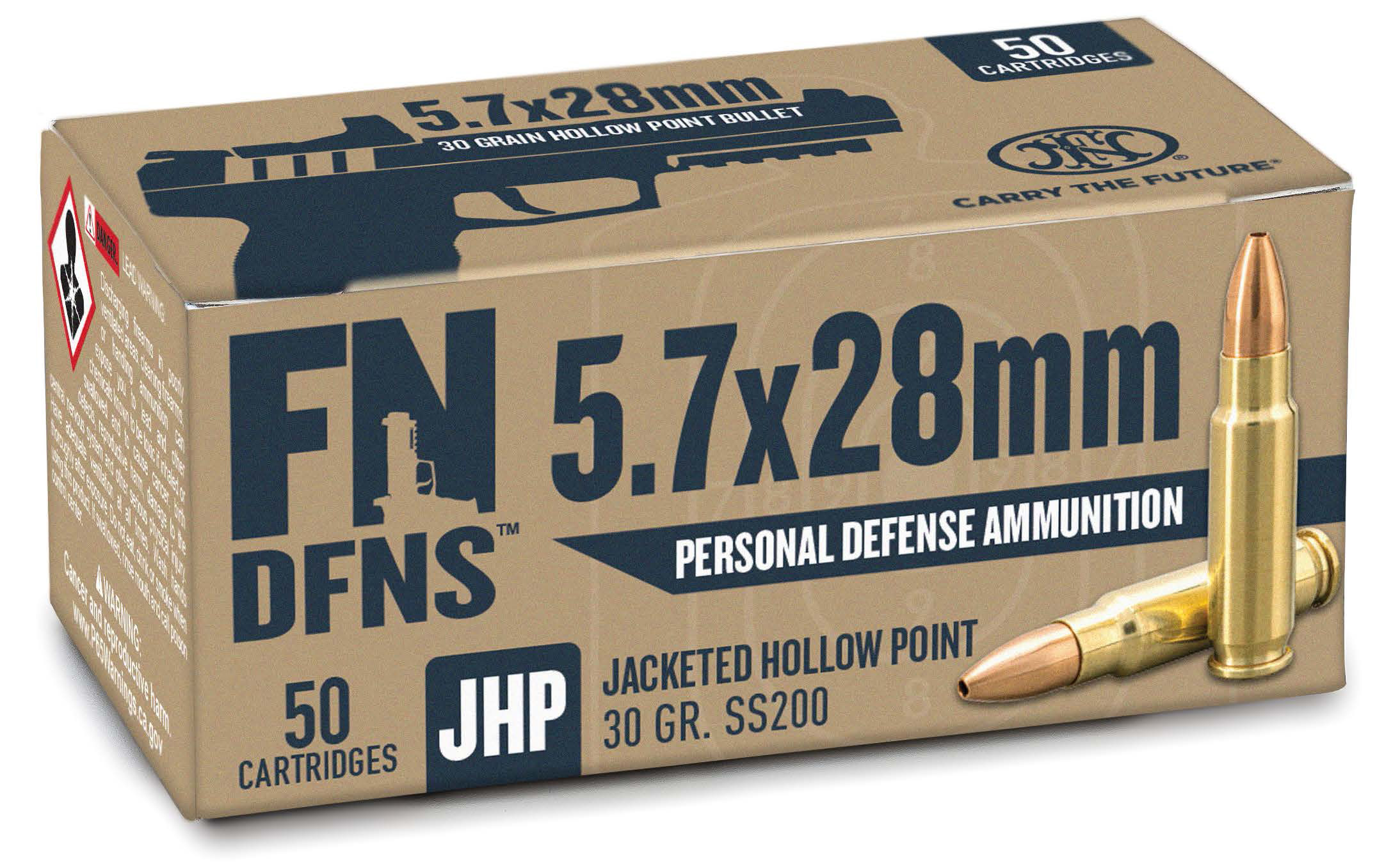 FN DFNS 5.7x28mm 30gr JHP Personal Defense Ammunition