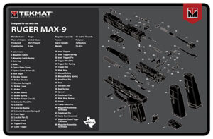 TekMat Ruger Max 9 Cleaning Mat - 11"x17" Rubber