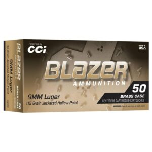 CCI Blazer Brass 9mm Luger 115gr JHP Handgun Ammunition