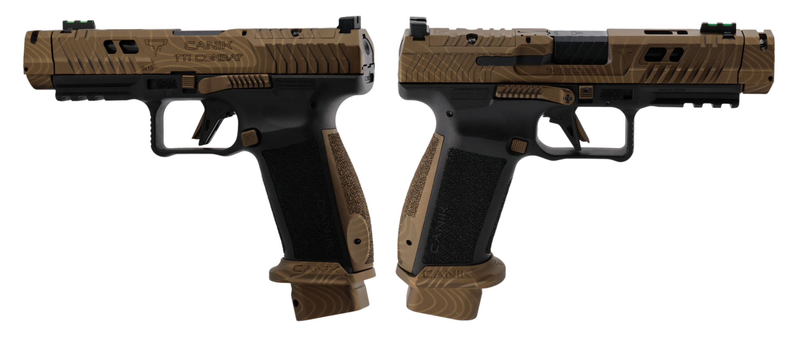 Canik TTI Combat Topo Engraved 9mm Pistol - Bronze/Black