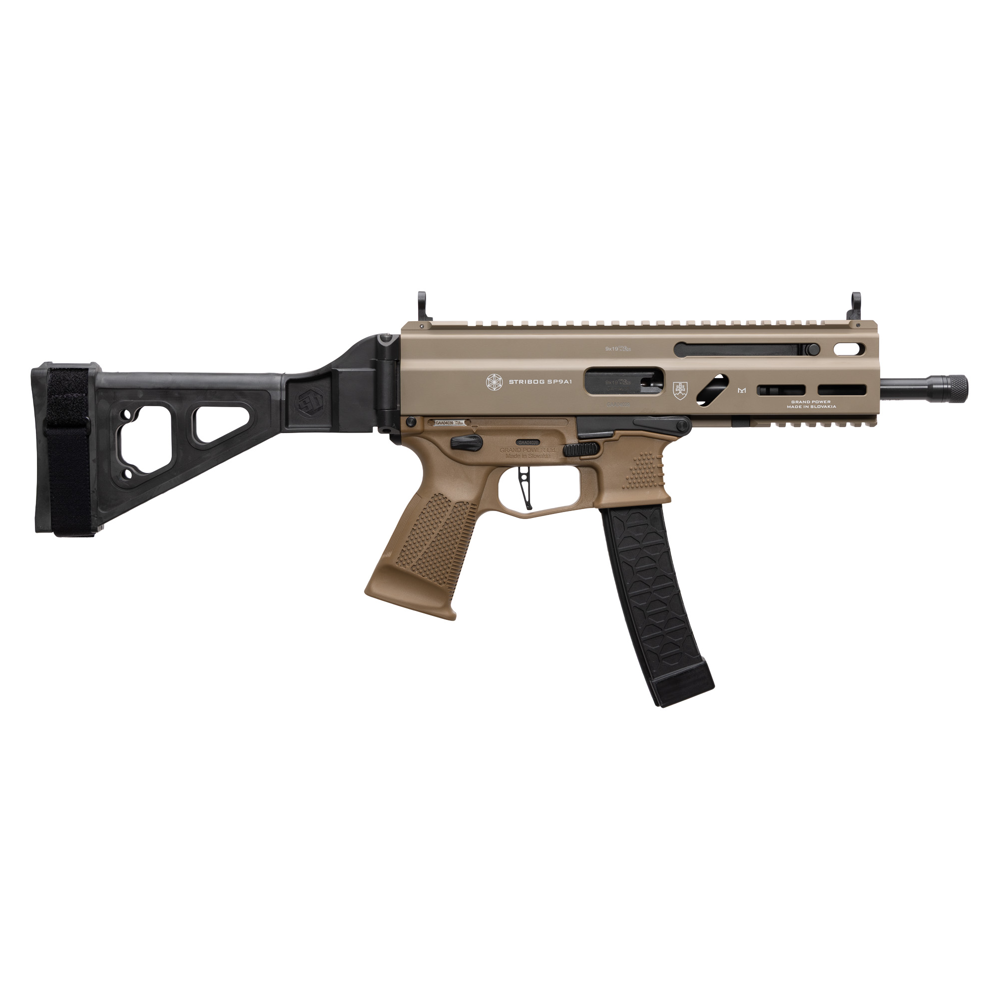 Grand Power Stribog SP9A1 9mm Pistol with Brace