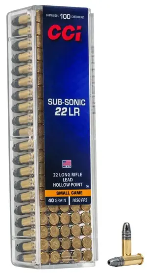 CCI 22 LR Subsonic 40gr Hollow Point Ammo - 100 Rounds