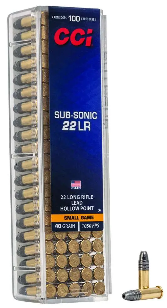 CCI 22 LR Subsonic 40gr Hollow Point Ammo - 100 Rounds