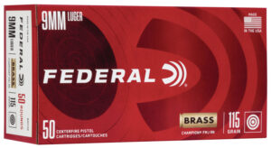 Federal WM5199 Champion 9mm Luger 115gr FMJ Ammo - 50 Rounds