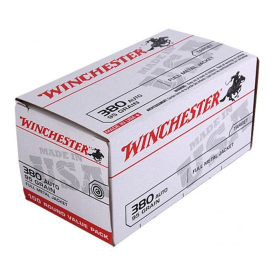 Winchester USA .380 ACP 95GR FMJ Value Pack - 100 Rounds