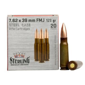 Sterling 7.62x39mm Steel Case Rifle Ammunition - 20 Rounds