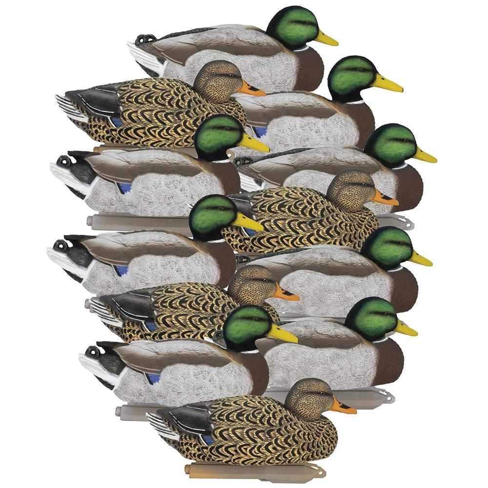 Higdon Legacy Mag Mallard Flocked Head Duck Decoys - 6 Pack