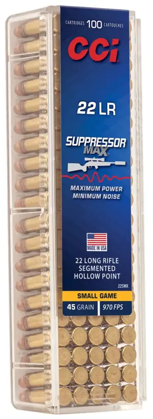 CCI 22LR 45 GR Suppressor Max Seg HP - 100 Rounds