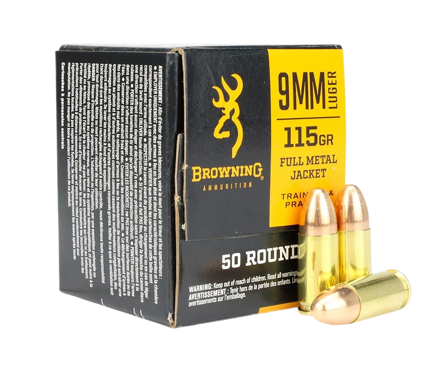 Browning 9mm Luger Ammo 115gr Full Metal Jacket - 50 Rounds
