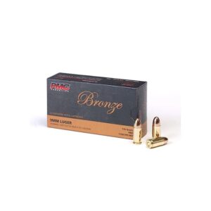PMC Bronze 9mm Luger Ammo - 115 Grain FMJ - 50rd Box