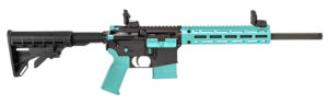 Tippmann Arms A101334 M4-22 LTE 22 LR 10+1 16" Black Parkerized Threaded Barrel, Matte Black Aluminum Receiver w/Picatinny Rail, Robin Egg Blue M-LOK Handguard, Composite Forend, Black Polymer Stock,