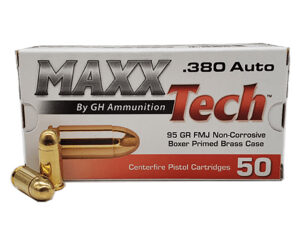 MaxxTech PTGB380B .380 ACP Brass Pistol Ammo - 95gr FMJ