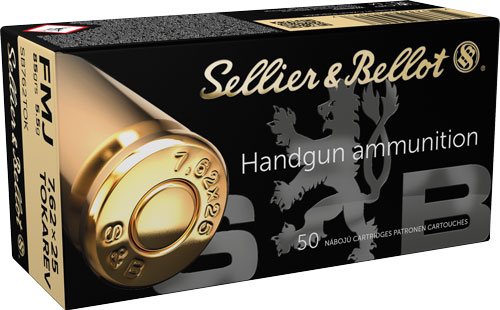 Sellier & Bellot 7.62x25 Tokarev 85GR FMJ Ammo - 50RD