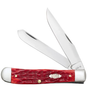 Case Dark Red Bone Trapper Pocket Knife with Clip