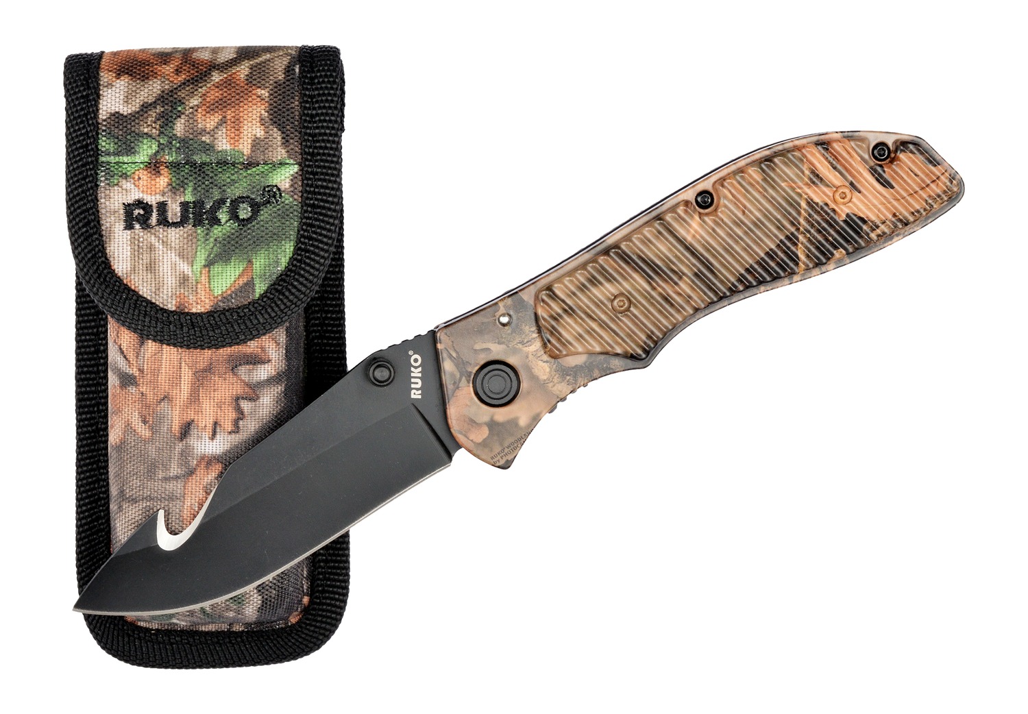 RUKO RUK0106GH-CS 3.5" Woodlands Guthook Pocket Knife