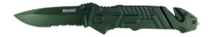 RUKO RUK0144S 440A 3-1/4" Black Rubber Folding Knife