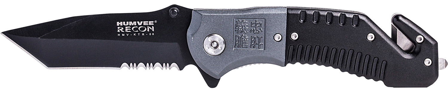 Humvee Tactical Recon Folding Knife - Serrated Stainless Steel Blade