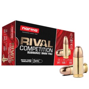 Norma Rival 9mm Luger 147gr Subsonic FMJ Ammunition