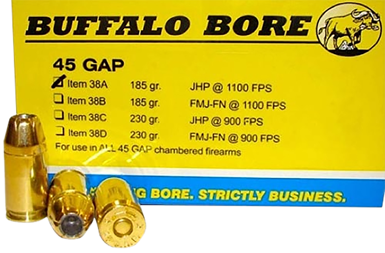 Buffalo Bore 45 GAP Personal Defense Ammo 185gr JHP