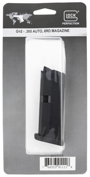 Glock G42 Magazine - 6rd .380 ACP Black Polymer