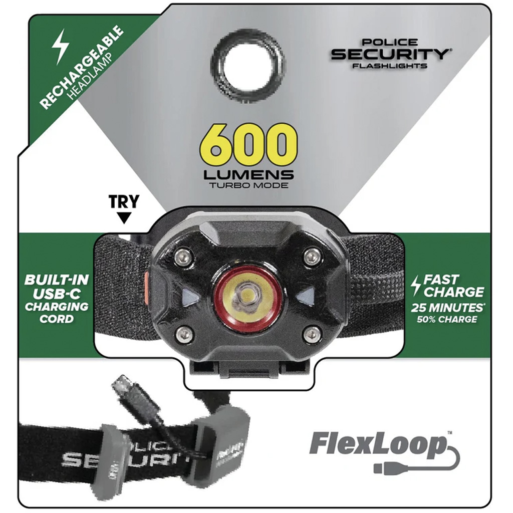 Police Security FlexLoop Mini Headlamp - 600 Lumens - Image 3