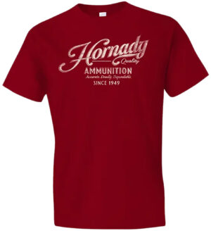 Hornady Gear 31873 Vintage Script  Red Cotton Semi-Fitted Large