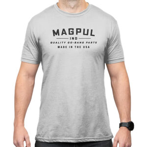 Magpul MAG1112-041-L Go Bang Parts  Stone Gray Heather Cotton/Polyester Short Sleeve Large