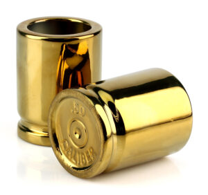 Caliber Gourmet Gold Ceramic Shot Glasses - 50 Caliber Pair