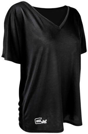 Glock Girl Relaxed V-Neck T-Shirt - Black Cotton