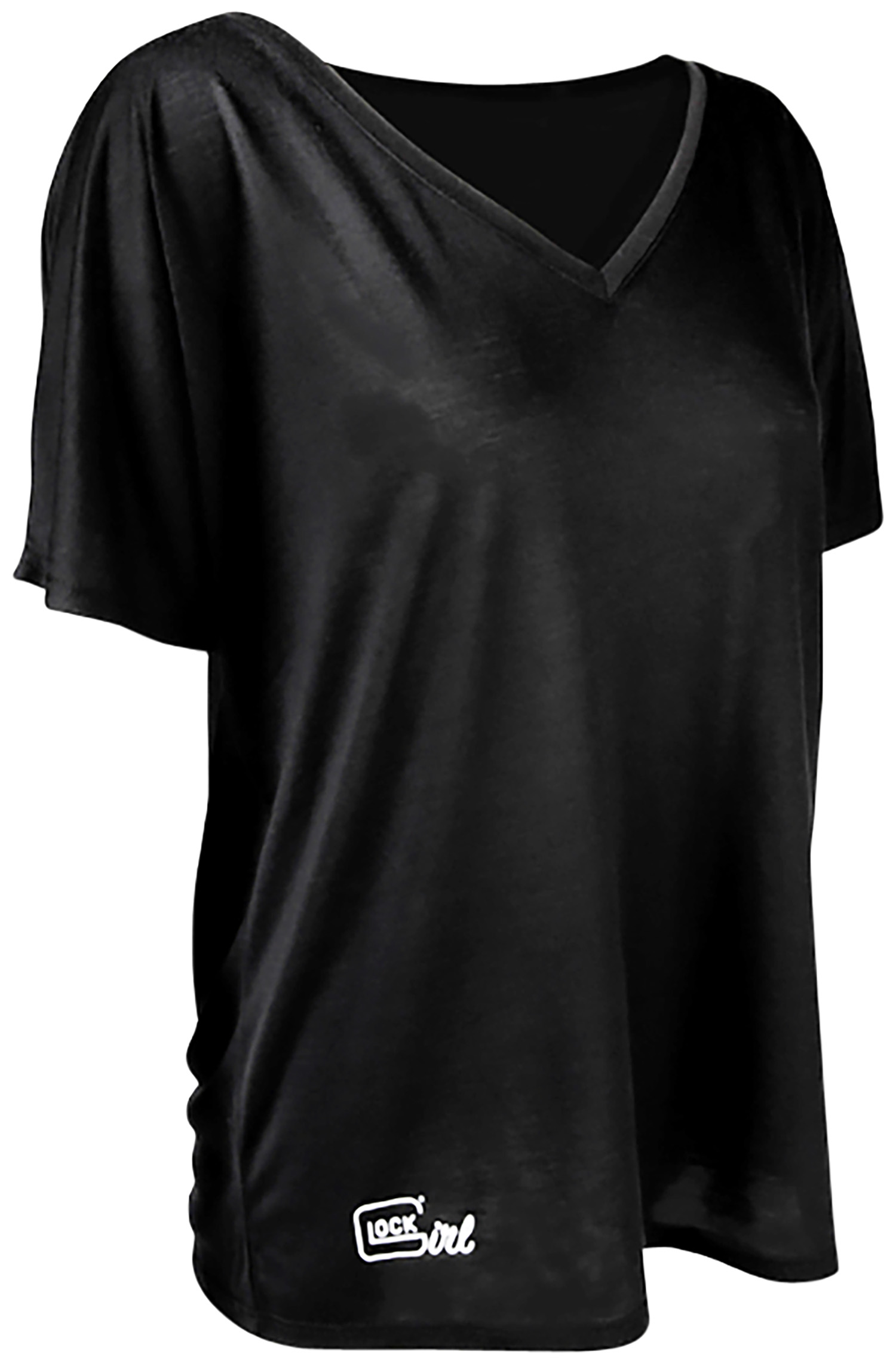 Glock Girl Relaxed V-Neck Black Cotton T-Shirt