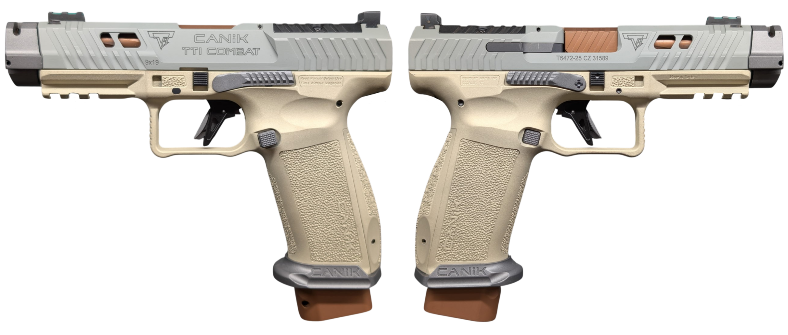 CANIK TTI Combat Suga Bear 9mm Pistol - Champagne/Tungsten