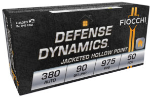 Fiocchi 380APHP Defense Dynamics  380ACP 90gr Jacketed Hollow Point 50 Per Box/20 Case