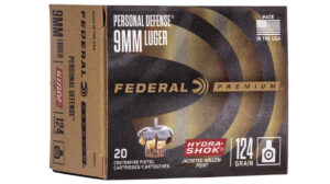 Federal 9MM Hydra-Shok 124GR Hollow Point Ammunition - 20RD