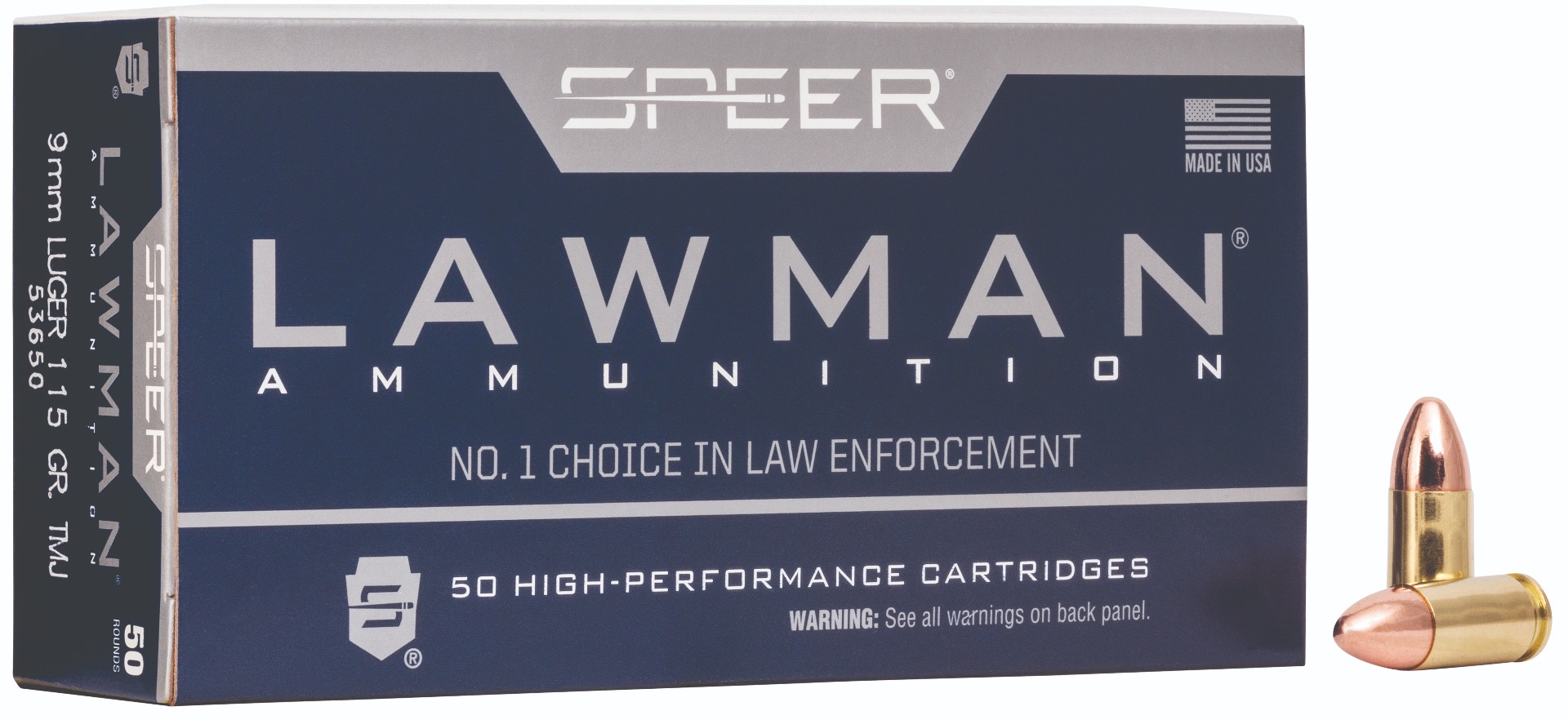 Speer Lawman 9MM 115GR Total Metal Jacket Ammunition - 50RD