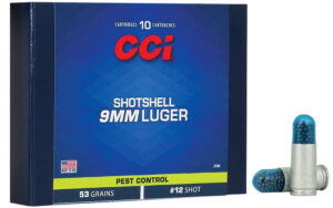 CCI 3790 Pest Control Shotshell 9mmLuger 53gr #12Shot 10 Per Box/20 Case
