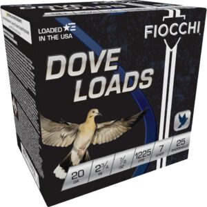 Fiocchi Steel Dove Shotshells 20 ga 2-3/4" 7/8oz 1225fps #7 25/ct