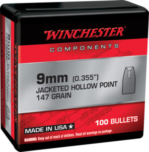 Winchester 9mm 147gr Jacketed Hollow Point Bullets - Box of 100