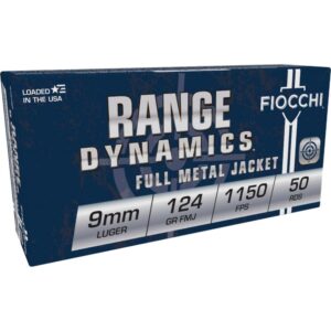 Fiocchi Range Dynamics Handgun Ammunition 9mm Luger 124 gr FMJ 1150 fps 50/ct