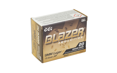 CCI Blazer Brass 9mm 115gr JHP Handgun Ammo - 20 Rounds - Image 2
